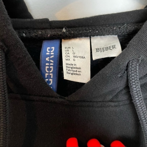 Justin Biebers” Purpose” World Tour Cropped Black Hoodie Sz. Large - Picture 4 of 9